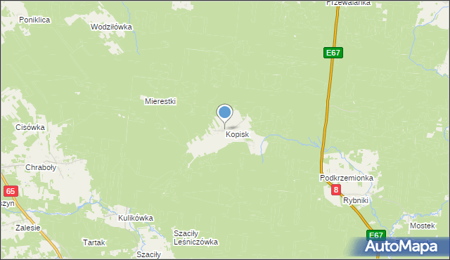 mapa Kopisk, Kopisk na mapie Targeo